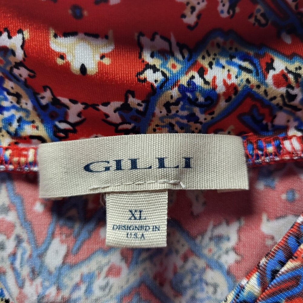 GILLI Maxi Skirt Fold Over Waist Flowy Geometric BOHO Festival. - Picture 3 of 7